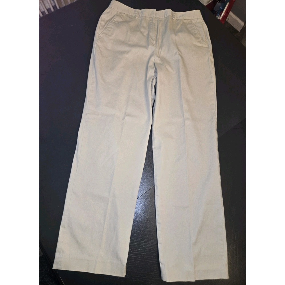 Larry Levine Khaki Tan Stretch Straight Leg Chino Pants Womens Size 12